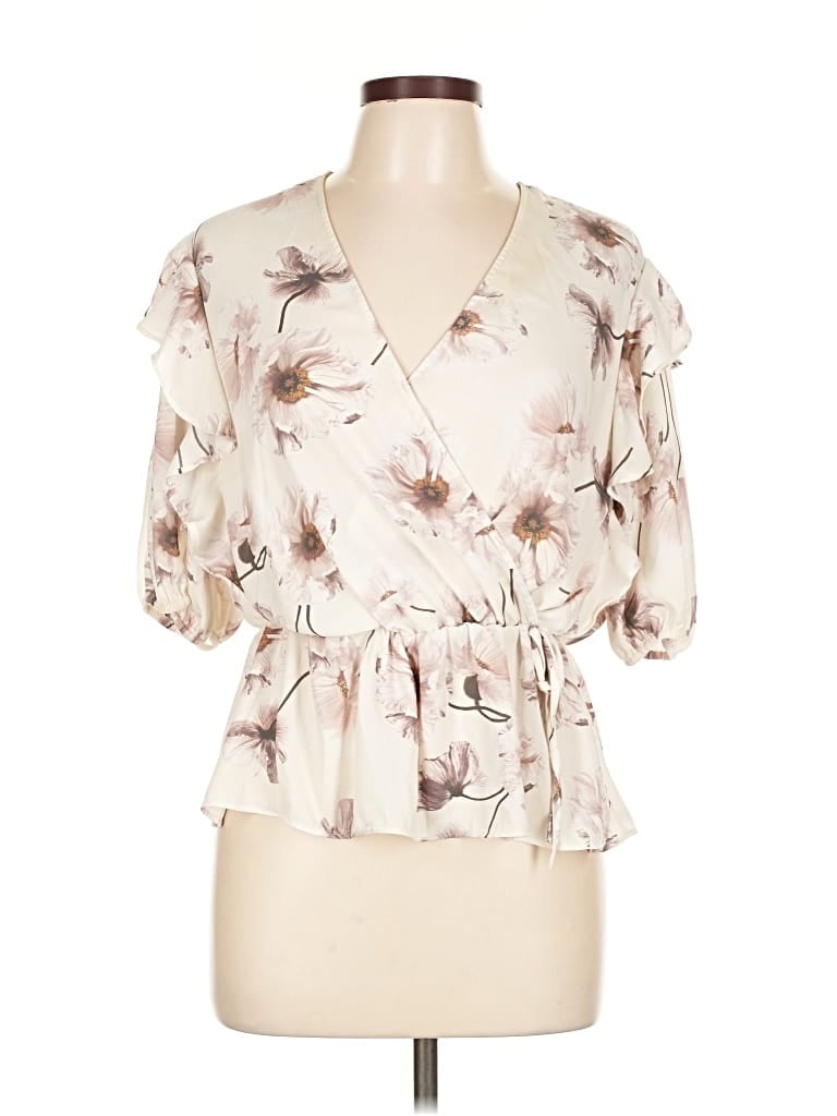 Pre-owned Express Short Sleeve Blouse In White