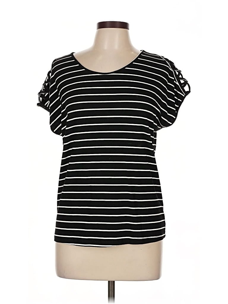 Pre-owned Shiela Rose Short Sleeve Top Black Sweetheart Neckline Tops