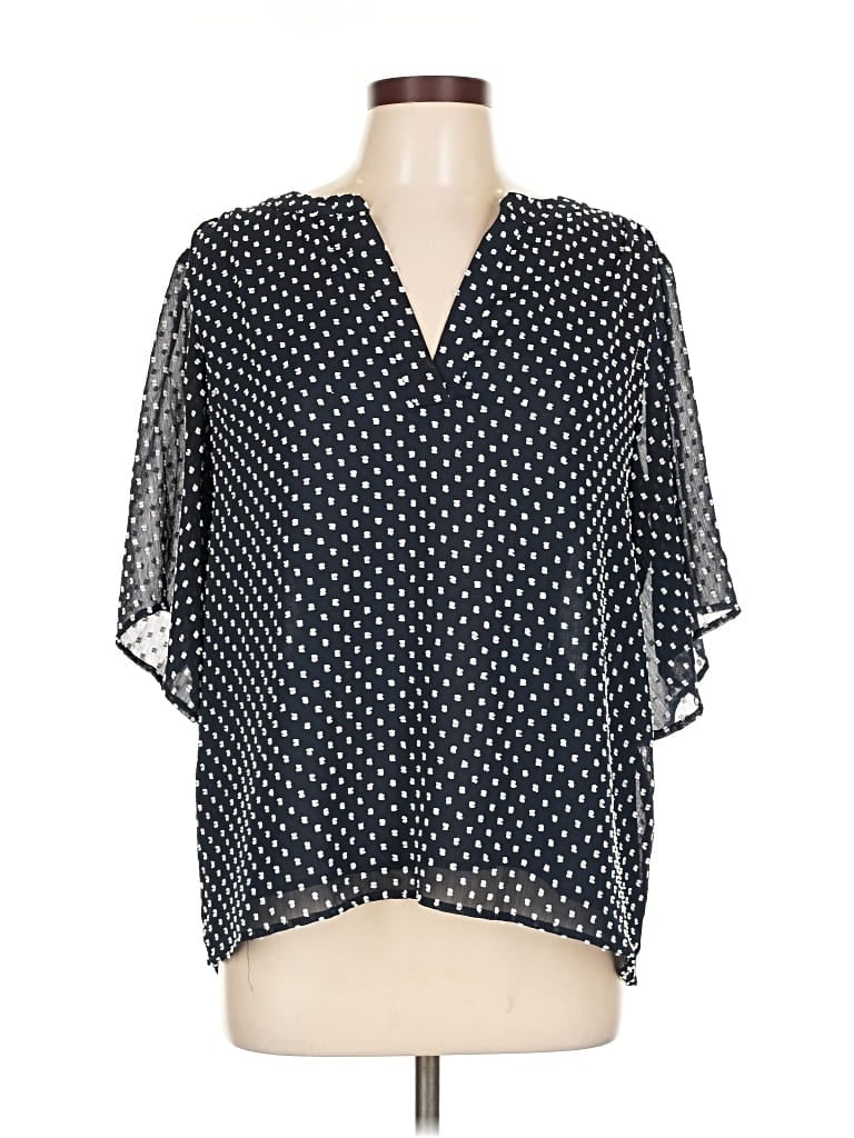 Pre-owned Ann Taylor Short Sleeve Blouse In Black