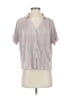 Danskin 100% Polyester Stripes Silver Short Sleeve Blouse Size S - photo 1