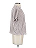 Danskin 100% Polyester Stripes Silver Short Sleeve Blouse Size S - photo 4