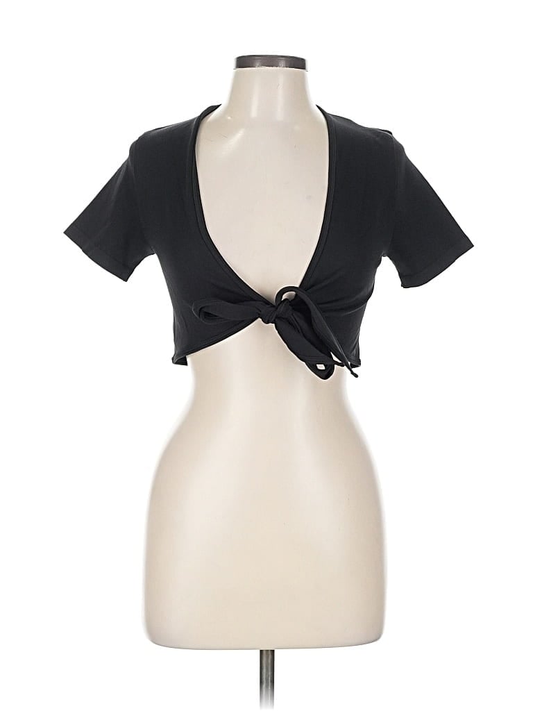 Pre-owned Gymshark Short Sleeve Top Black Keyhole Neckline Tops