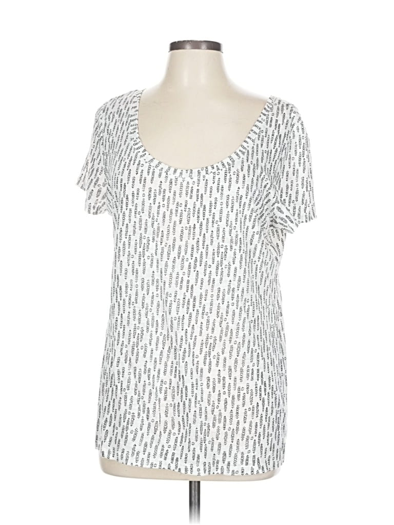 Pre-owned Ann Taylor Loft Short Sleeve Top Silver Scoop Neck Tops