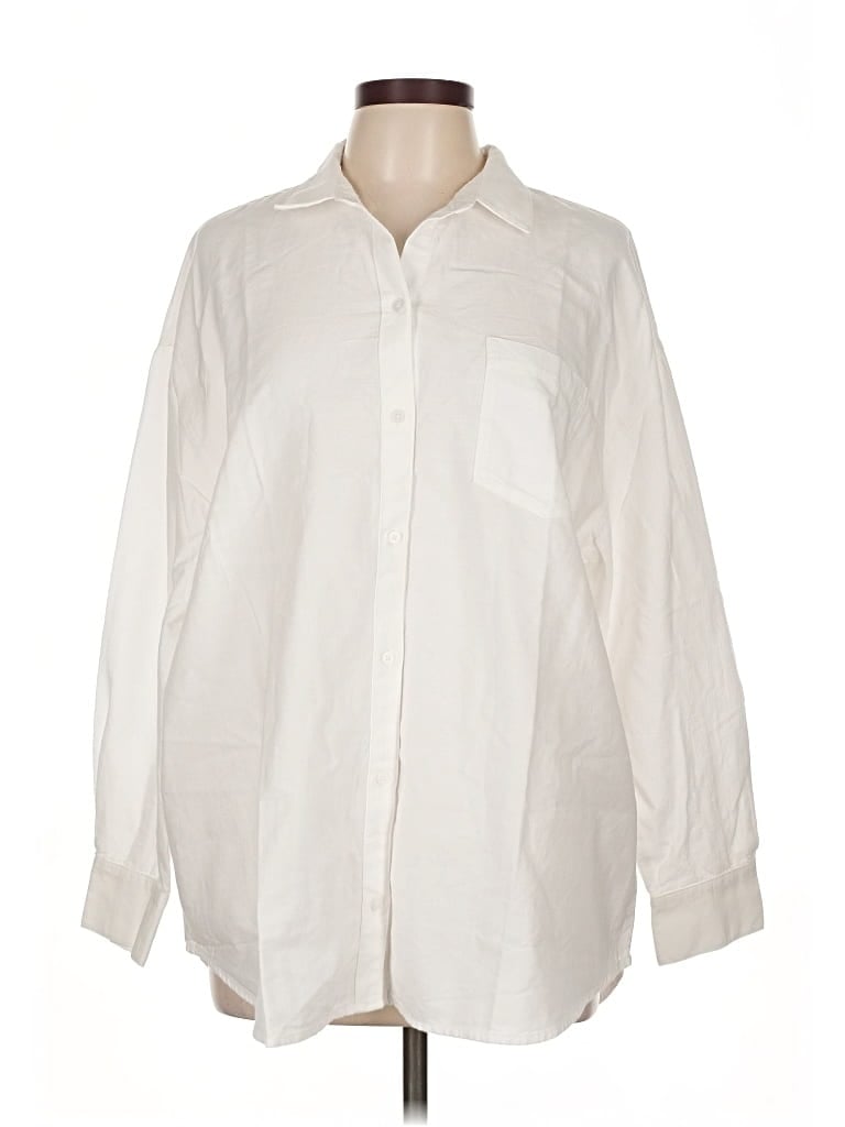 Old Navy Long Sleeve Button Down Shirt In White