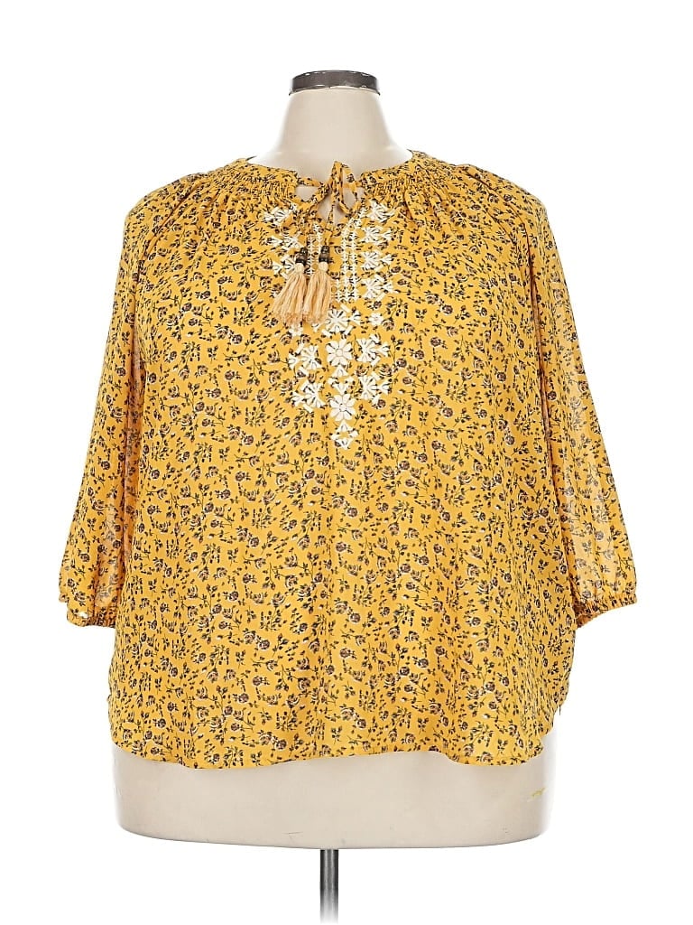MASON & BELLE Pre-owned 3/4 Sleeve Blouse In Yellow