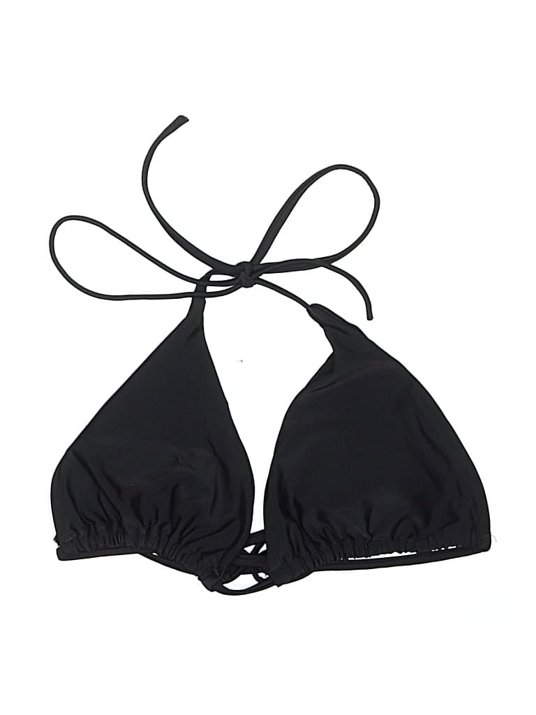 UNBRANDED Pre-owned Swimsuit Top Black Solid Pattern Swimwear