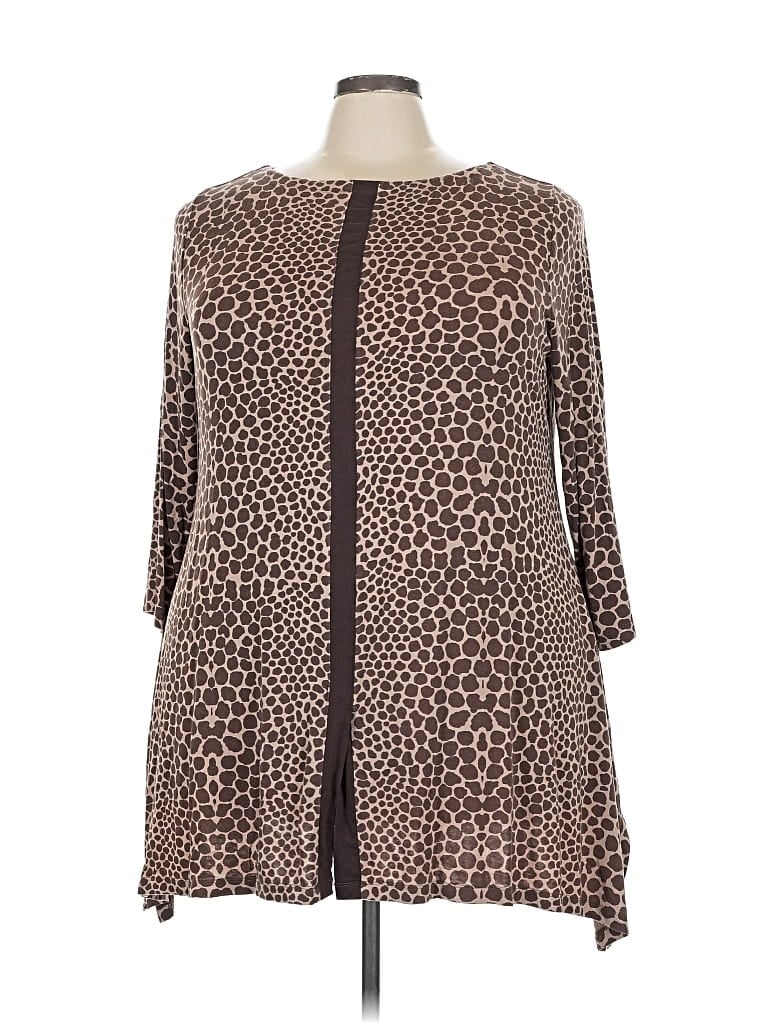 Pre-owned Soft Surroundings Long Sleeve Polo Shirt In Brown