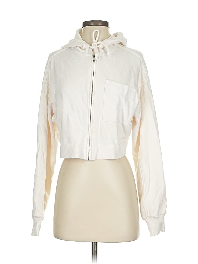 Pre-owned Aerie Zip Up Hoodie In White