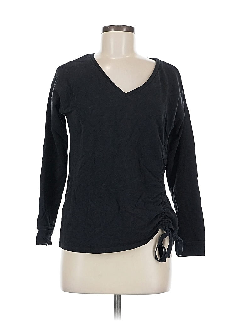 Pre-owned Ann Taylor Loft Long Sleeve Top Black V Neck Tops