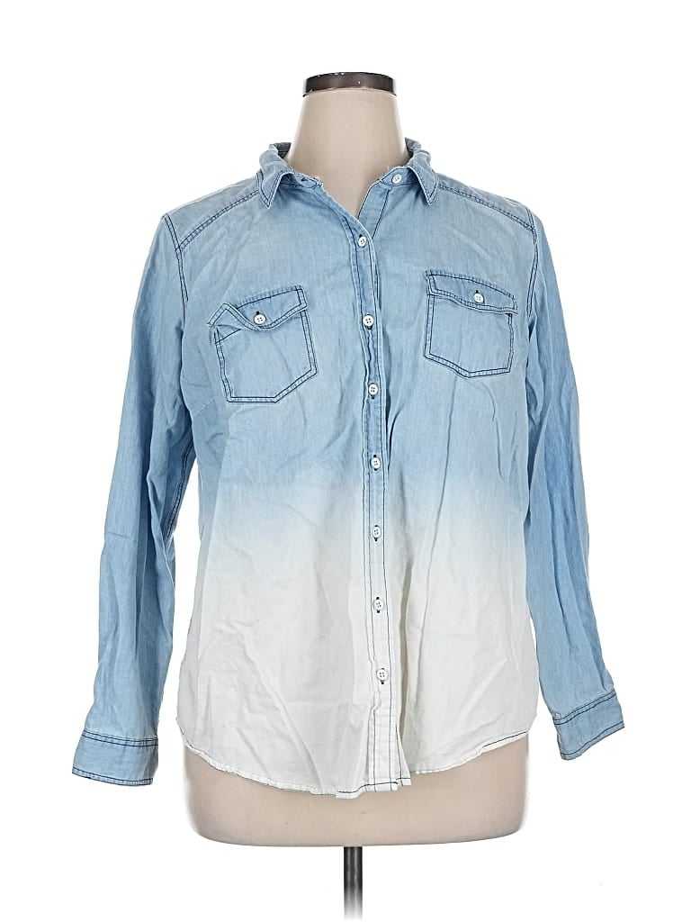 Pre-owned Torrid Long Sleeve Button Down Shirt In Blue