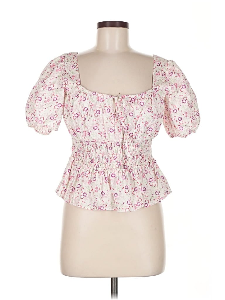 Wayf Short Sleeve Blouse In Pink