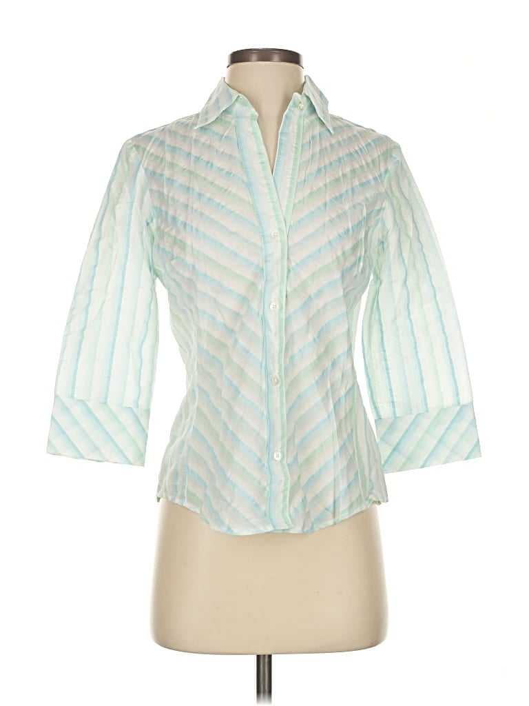 Pre-owned Banana Republic 3/4 Sleeve Blouse In Green
