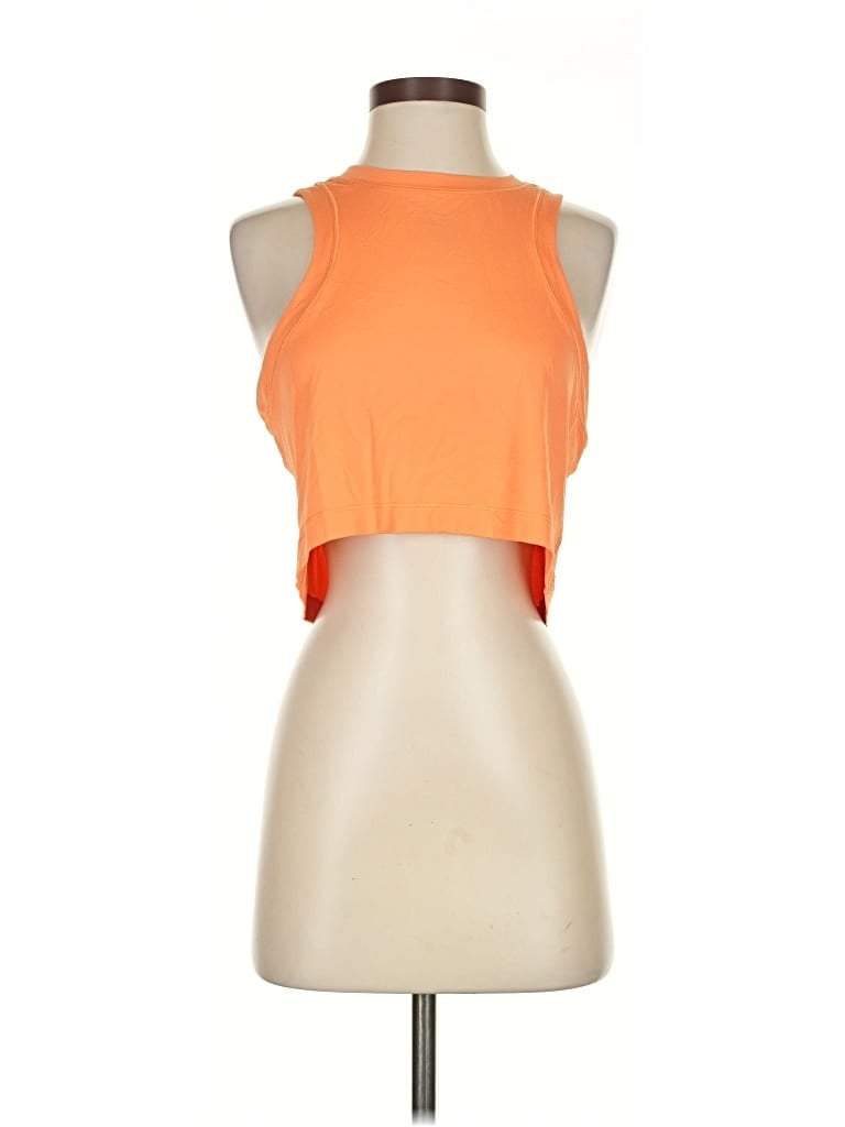 Pre-owned Lululemon Athletica Tank Top Orange Halter Neckline Tops