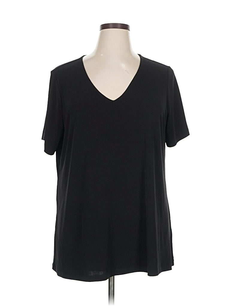 Pre-owned Susan Graver Short Sleeve T-shirt In Black