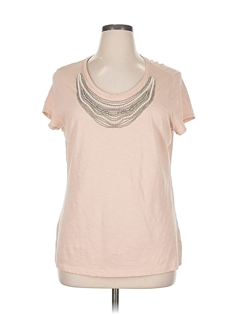 Pre-owned Ann Taylor Short Sleeve Top Pink Scoop Neck Tops