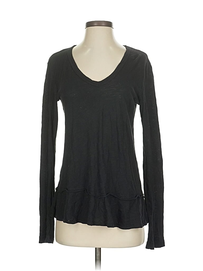 Pre-owned Left Of Center Long Sleeve Top Black Sweetheart Neckline Tops