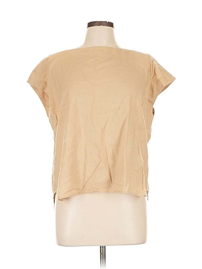 ANN TAYLOR Pre-owned Short Sleeve Top Tan Cowl Neck Tops In Brown