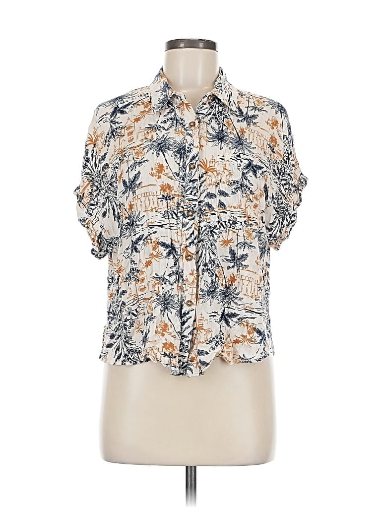 Pre-owned Moa Moa Short Sleeve Blouse In White
