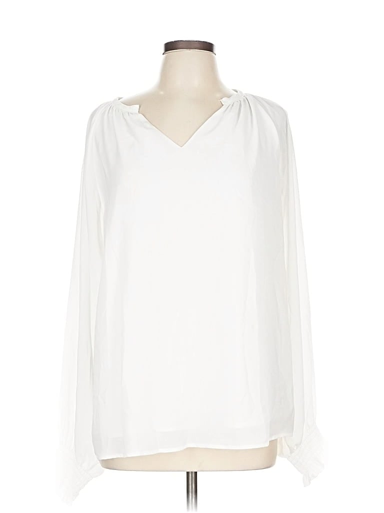 Pre-owned Dokotoo Long Sleeve Blouse In White
