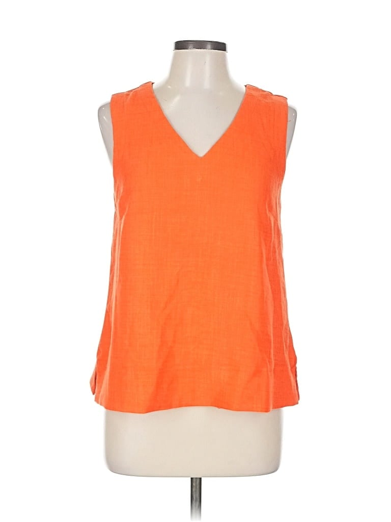Pre-owned Nine Britton Sleeveless Top Orange V Neck Tops