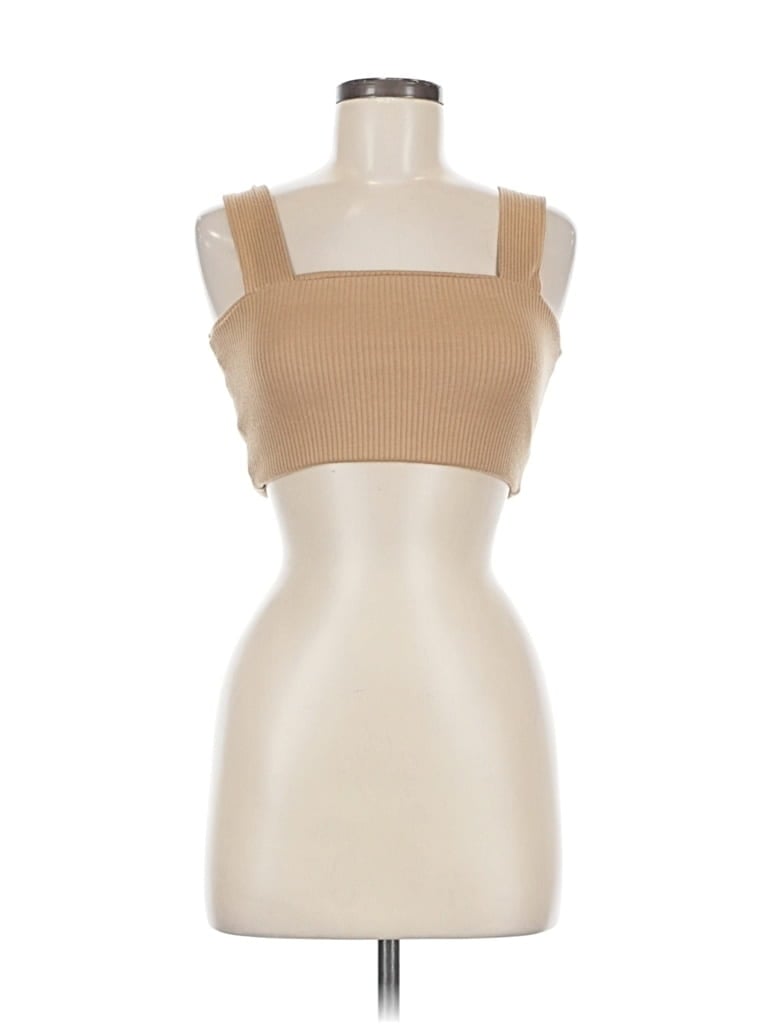 Pre-owned Shein Sleeveless Top Tan Square Neckline Tops In Brown