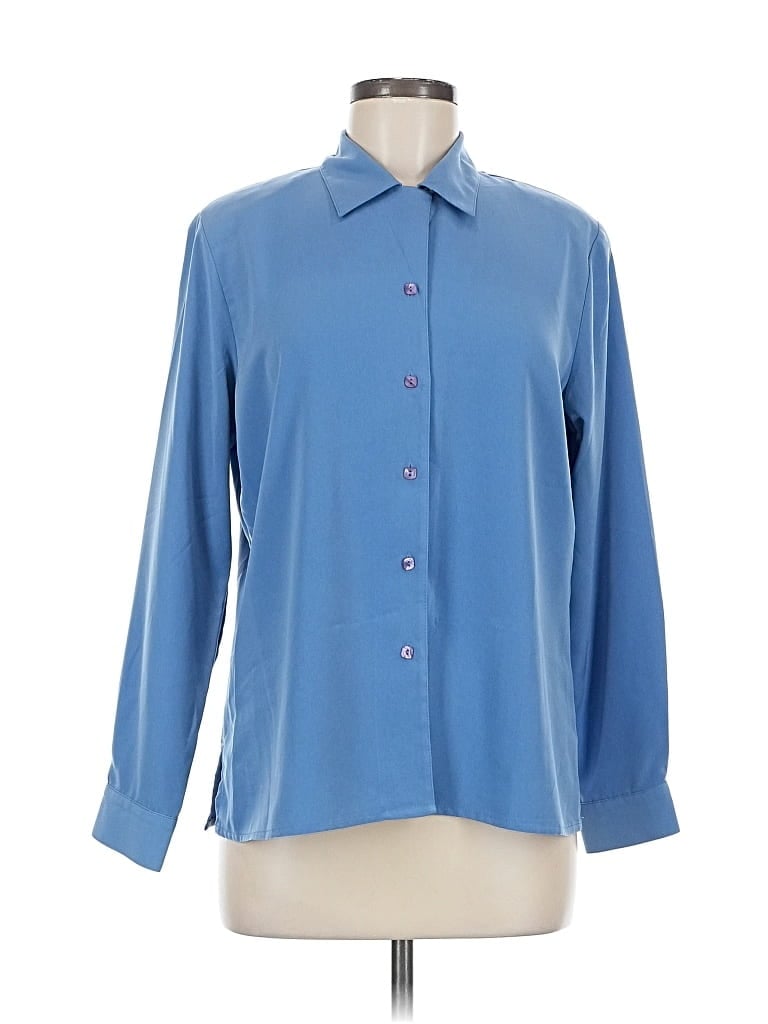 Pre-owned Notations Long Sleeve Blouse In Blue