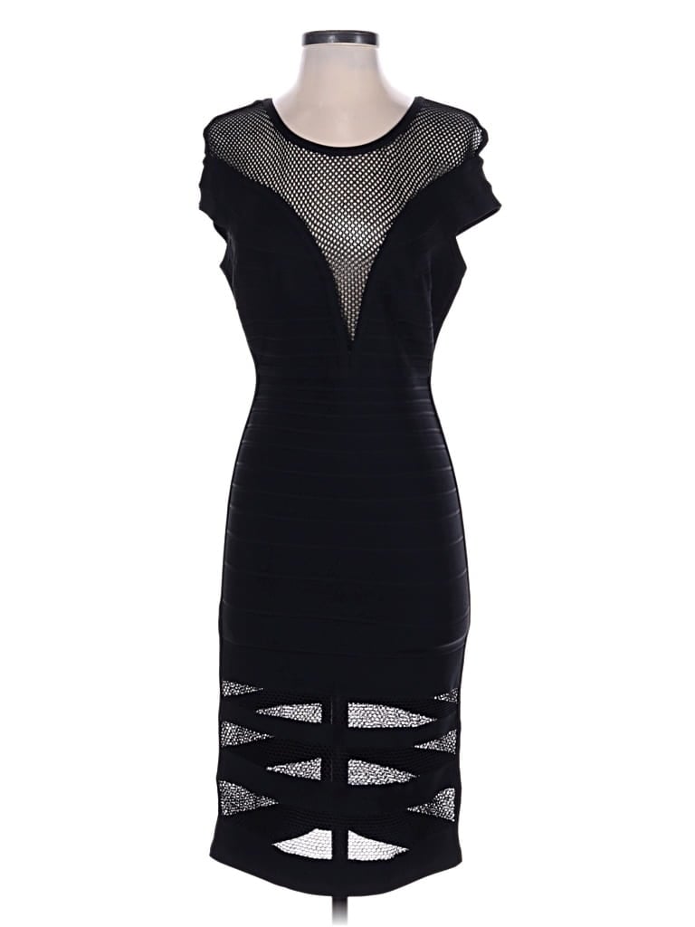 Pre-owned Herve Leger Cocktail Dress In Black