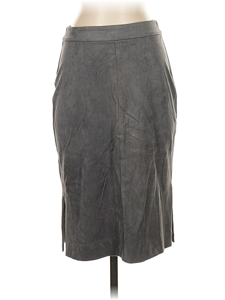 Pre-owned Ann Taylor Loft Outlet Faux Leather Skirt In Gray
