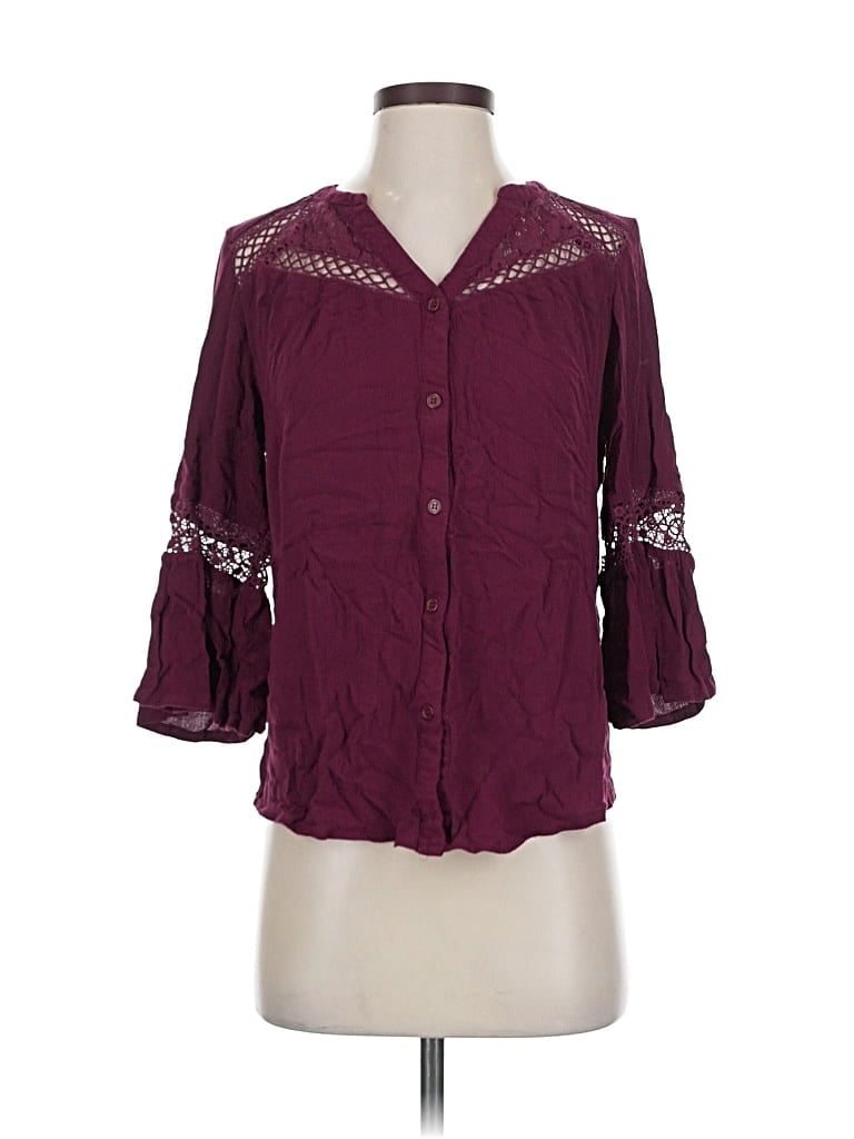 Pre-owned Westport 3/4 Sleeve Button Down Shirt In Burgundy