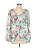 Joie 100% Silk Floral White 3/4 Sleeve Silk Top Size L - photo 1
