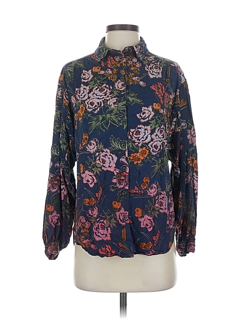 Pre-owned Pilcro By Anthropologie Long Sleeve Blouse In Blue