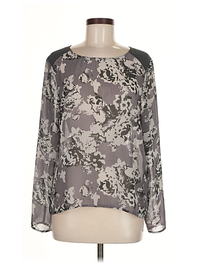 Pre-owned Banana Republic Factory Store Long Sleeve Blouse In Gray