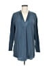 E3 by Etcetera 100% Silk Blue Long Sleeve Silk Top Size 6 - photo 1