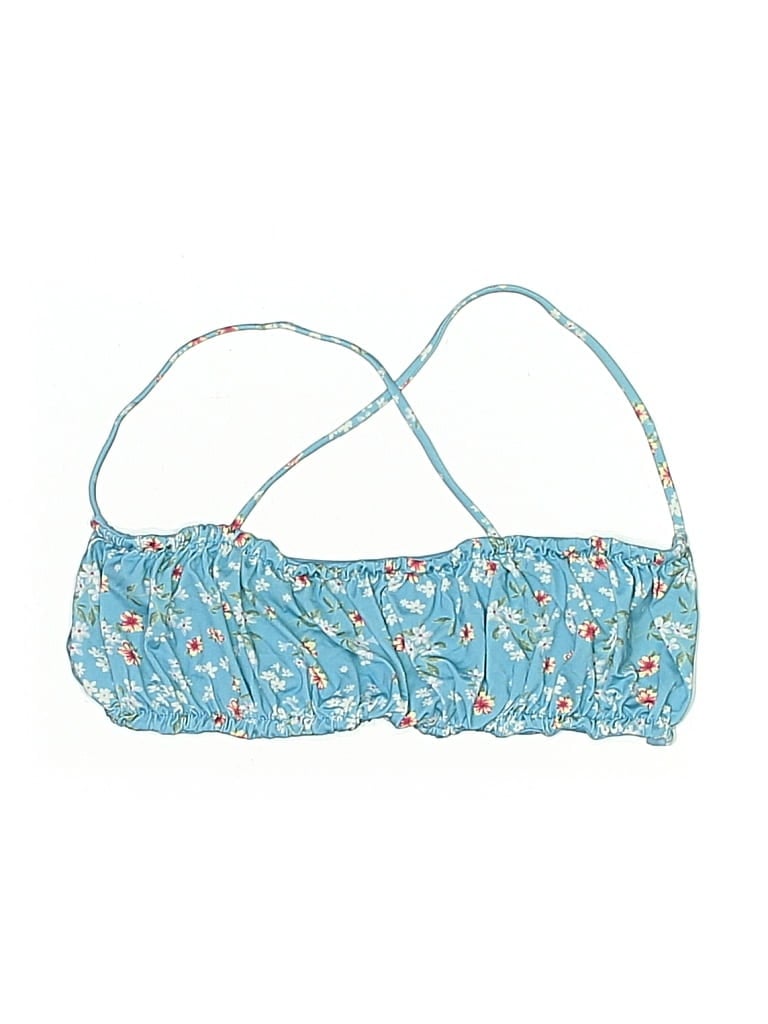 FRANKIES BIKINIS Pre-owned Swimsuit Top Blue Swimwear