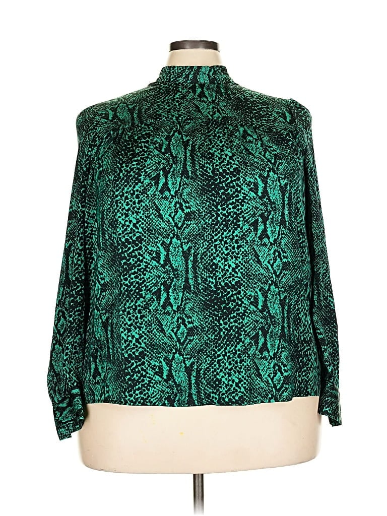 Pre-owned Who What Wear Long Sleeve Blouse In Green