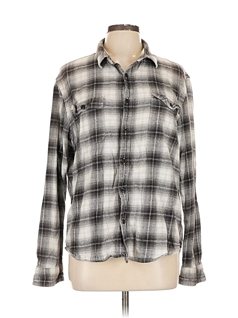 Pre-owned Lucky Brand Long Sleeve Button Down Shirt In Gray