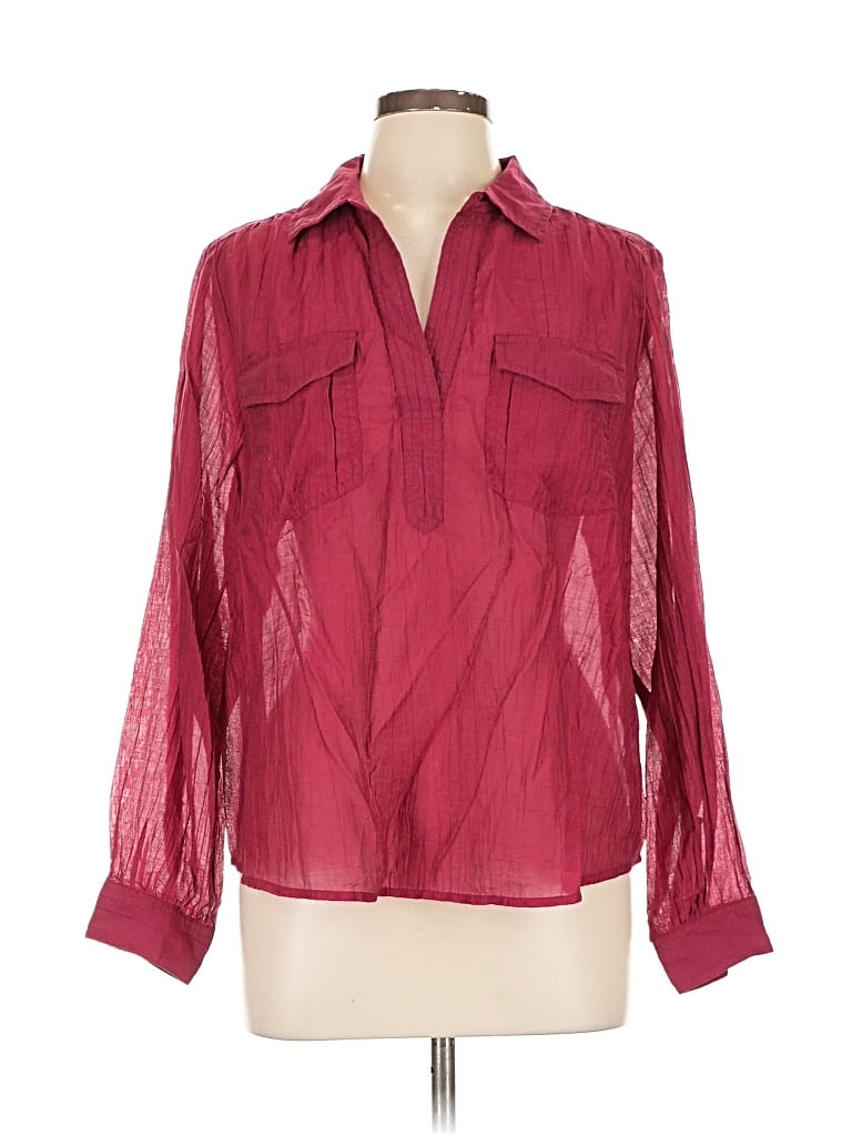 Pre-owned Wonderly Long Sleeve Blouse In Burgundy