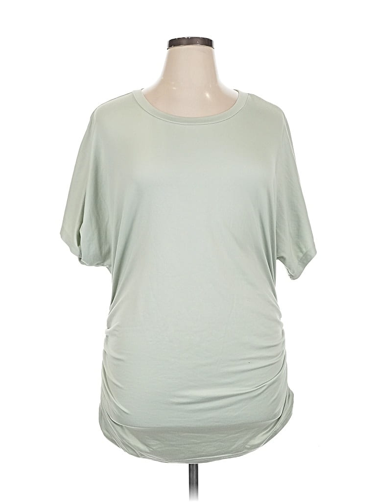 Pre-owned Ekouaer Short Sleeve Top Green Scoop Neck Tops
