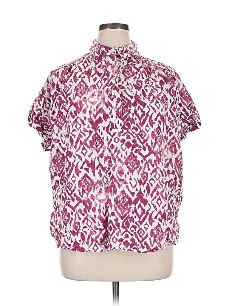 LANE BRYANT Pre-owned Short Sleeve Polo Shirt In Pink