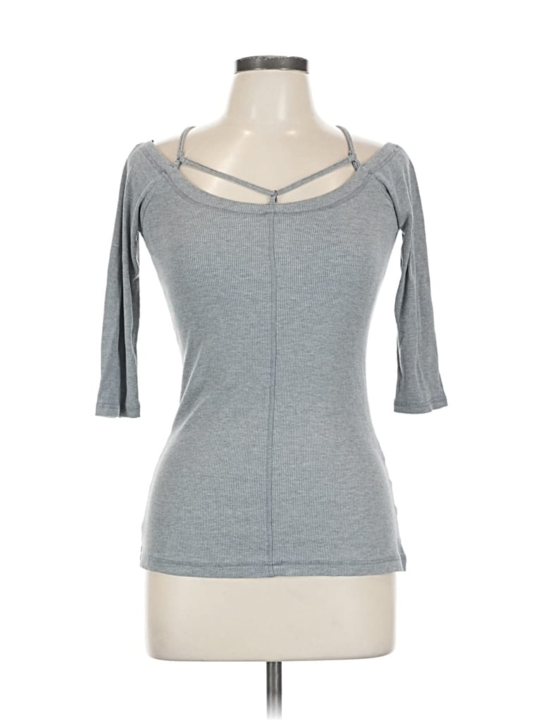 WILLIAM RAST Pre-owned 3/4 Sleeve Top Gray Scoop Neck Tops