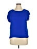 THREADS Studio 100% Polyester Blue Short Sleeve Blouse Size XL - photo 1