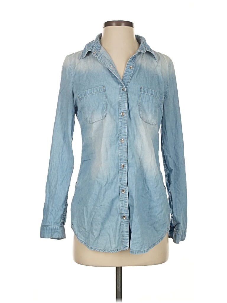Pre-owned Derek Heart Long Sleeve Button Down Shirt In Blue