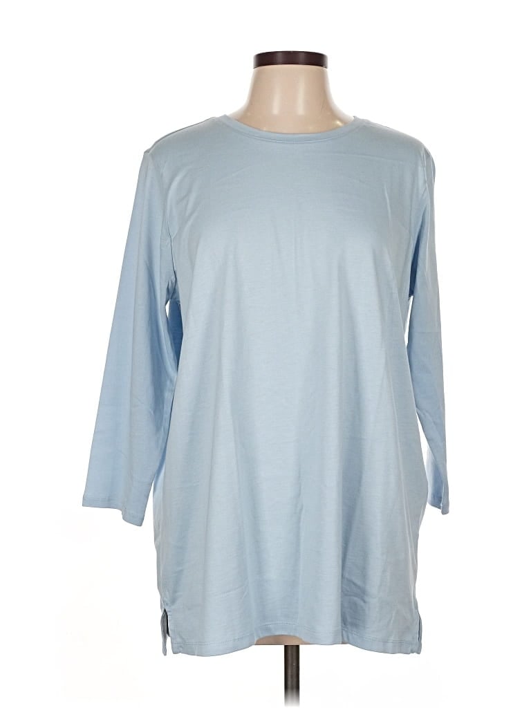 Pre-owned Lands' End 3/4 Sleeve T-shirt In Blue