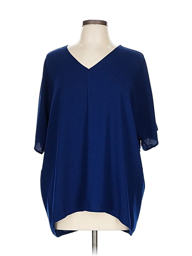 Pre-owned Worthington Short Sleeve Blouse In Blue