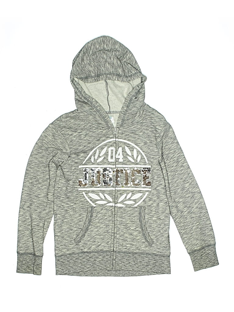 Pre-owned Justice Kids' Zip Up Hoodie In Silver