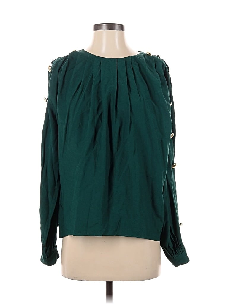 Pre-owned Intermix Long Sleeve Blouse In Green