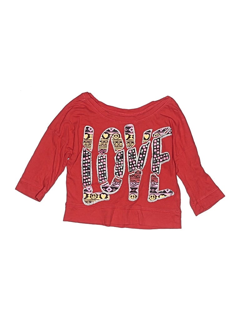 Pre-owned Justice Kids' 3/4 Sleeve T-shirt In Red