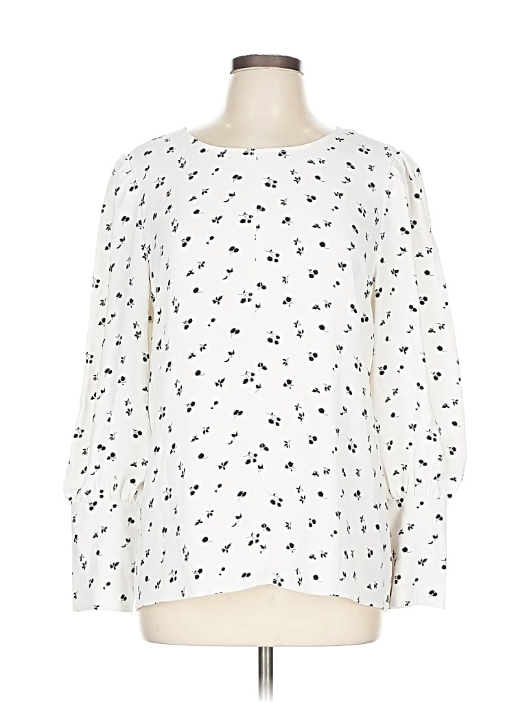 Pre-owned Ann Taylor Long Sleeve Blouse In White