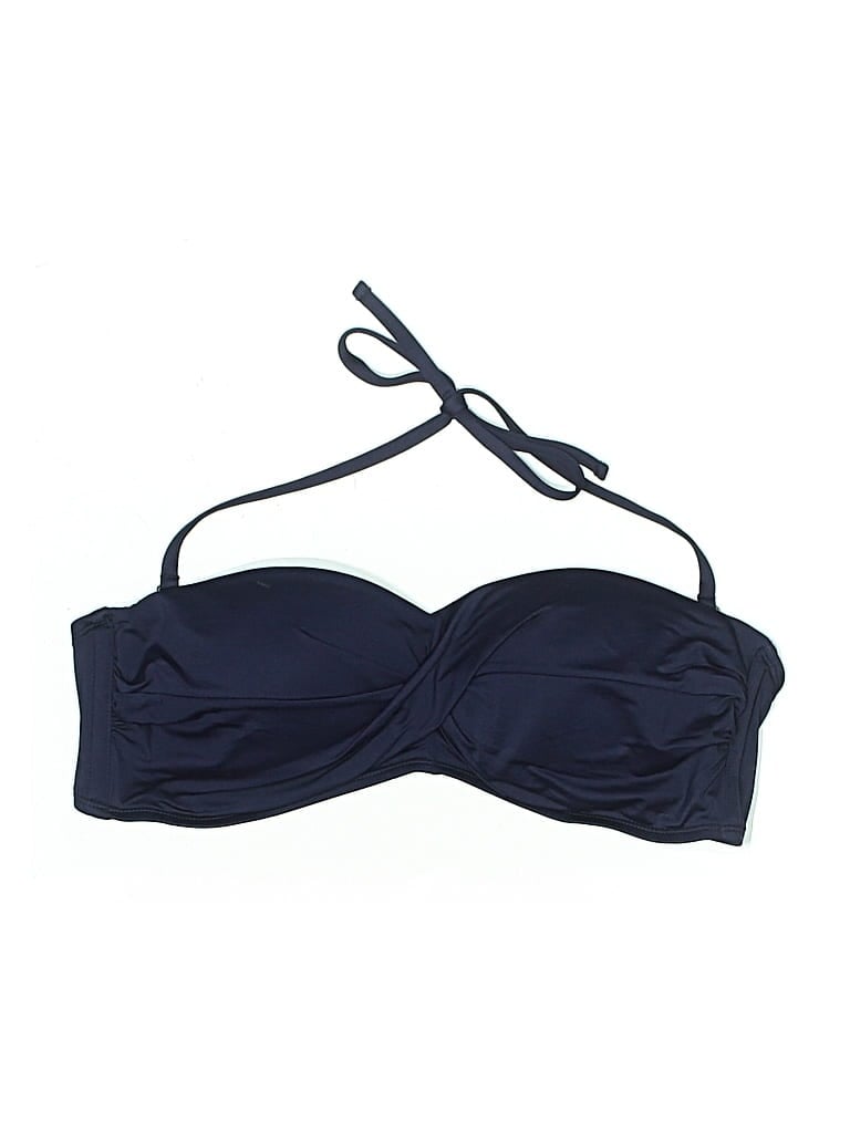 Pre-owned Kona Sol Swimsuit Top Blue Solid Pattern Swimwear