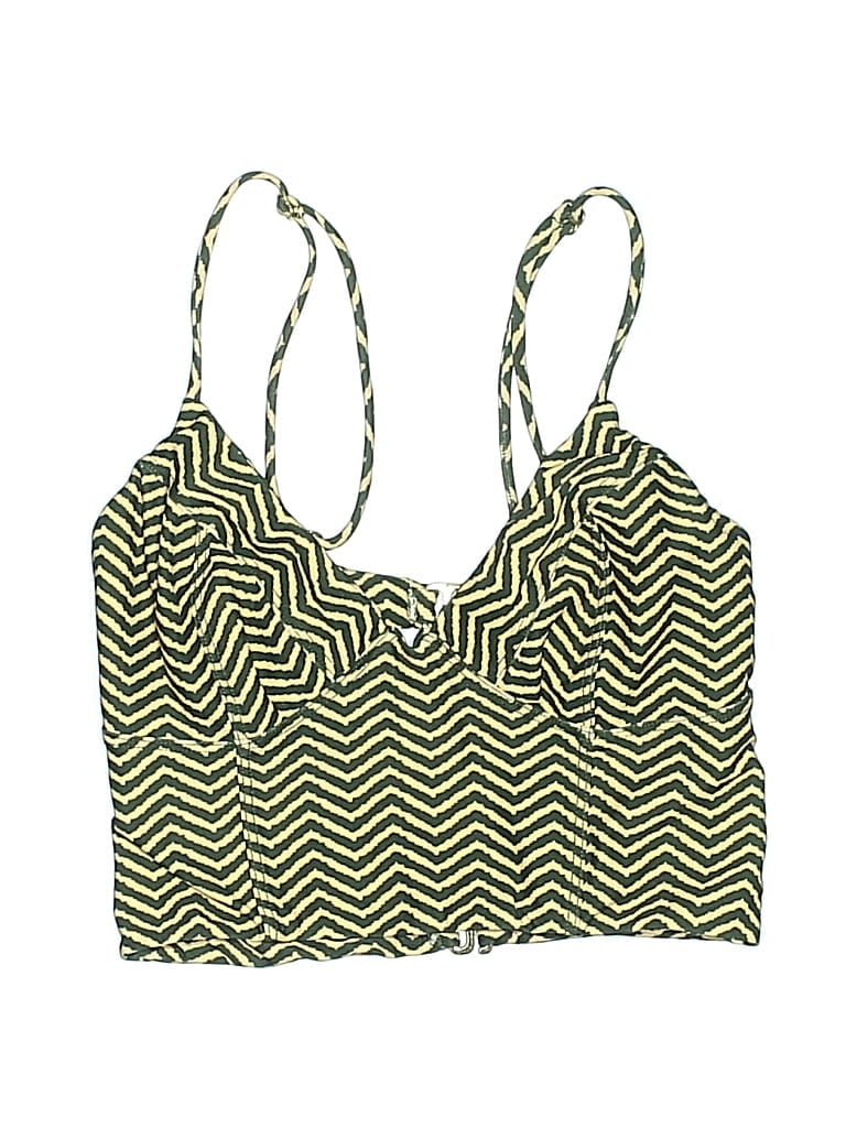 TORI PRAVER Pre-owned Swimsuit Top Yellow Chevron/herringbone Pattern Swimwear